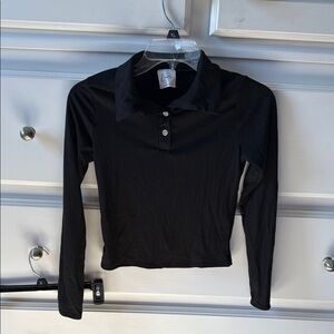 Black Long Sleeve Collared Top
